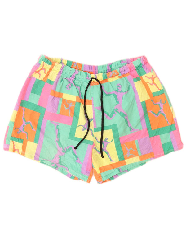 VINTAGE Womens Graphic Swimming Shorts UK 18 XL Multicoloured Geometric