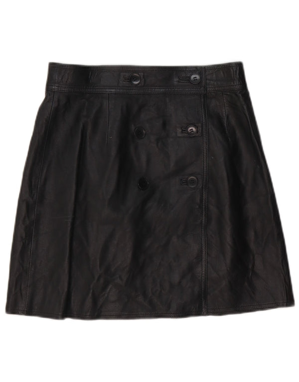 Vintage Womens Leather Skirt W28 Medium Black