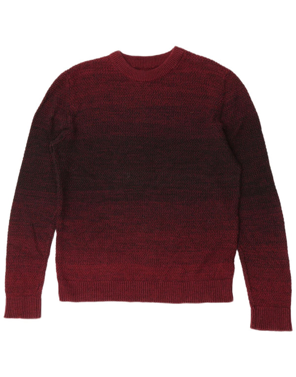 Jack & Jones Mens Crew Neck Jumper Sweater Medium Maroon Colourblock Cotton