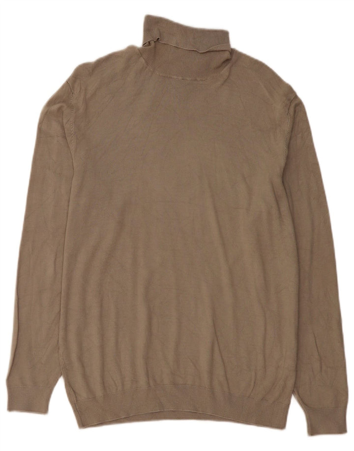 Zara Womens Roll Neck Jumper Sweater UK 14 Medium Beige Viscose