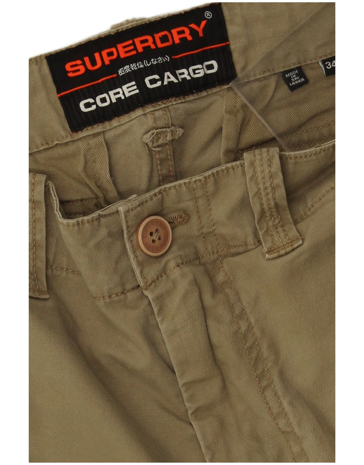Superdry Mens Cargo Shorts W34 Large Beige Cotton