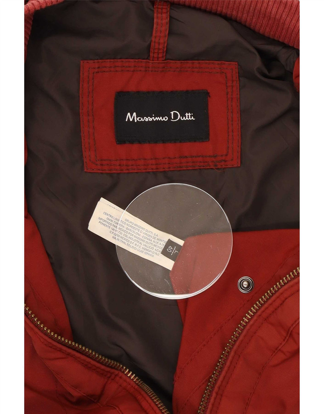 Massimo Dutti Mens Bomber Jacket UK 40 Large Red Nylon
