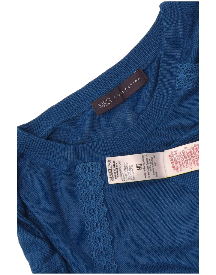 Marks & Spencer Womens Oversized Boat Neck Jumper Sweater UK 14 Medium Blue