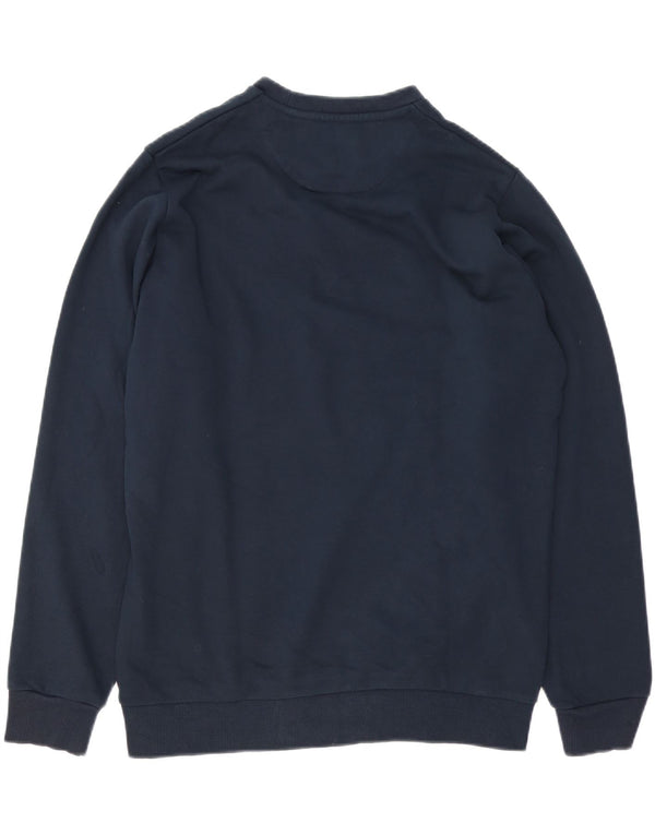 Lyle & Scott Mens Boxy Graphic Sweatshirt Jumper Medium Navy Blue Cotton