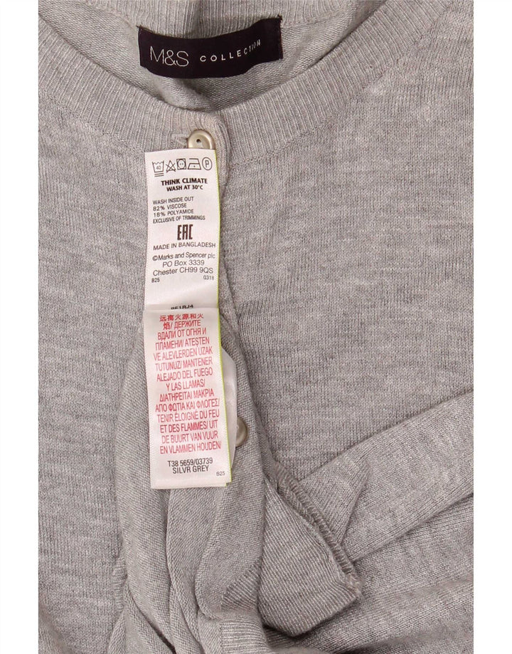Marks & Spencer Womens Cardigan Sweater UK 14 Large Grey Flecked Viscose