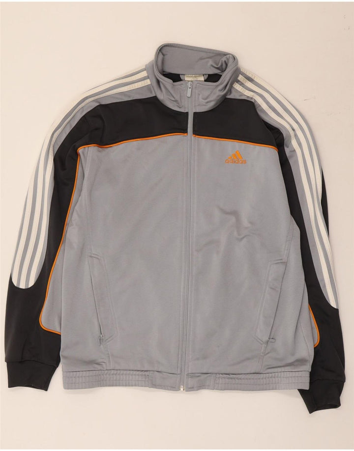 Adidas Mens Tracksuit Top Jacket Medium Grey Colourblock Polyester