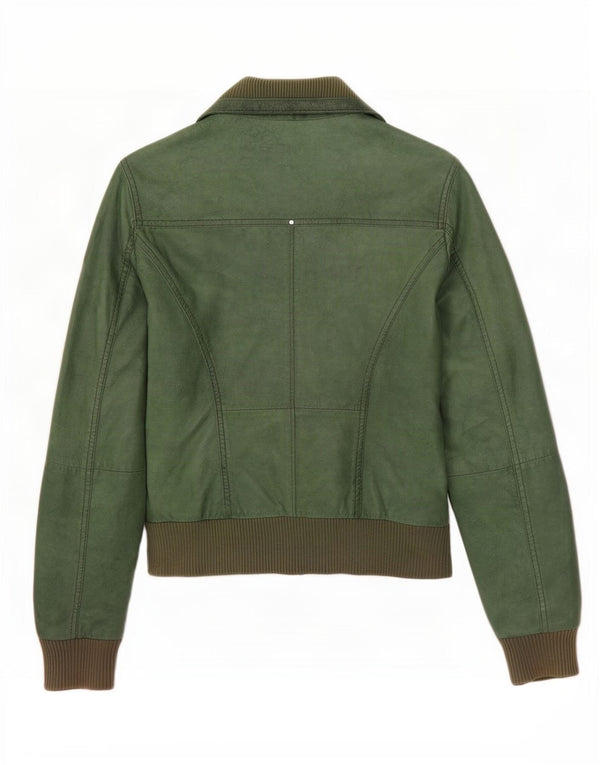Helium Womens Leather Jacket UK 12 Medium Green