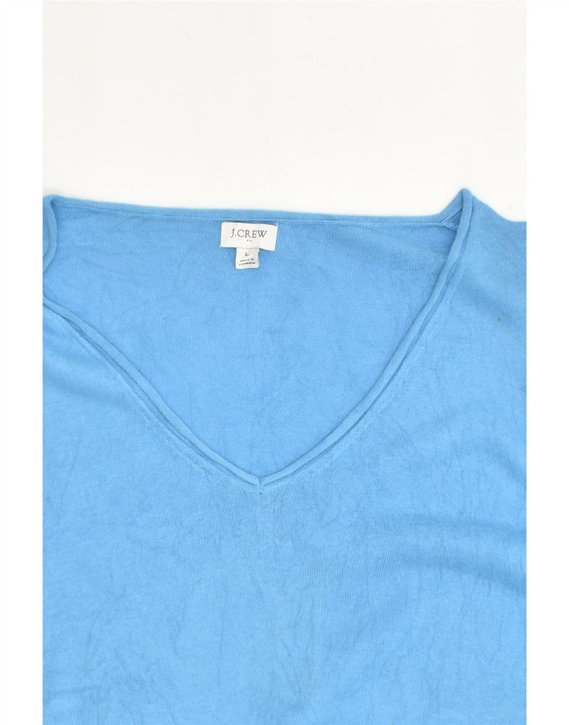 J. CREW Womens Longline V-Neck Jumper Sweater UK 16 Large Blue Linen | Vintage J. Crew | Thrift | Second-Hand J. Crew | Used Clothing | Messina Hembry 