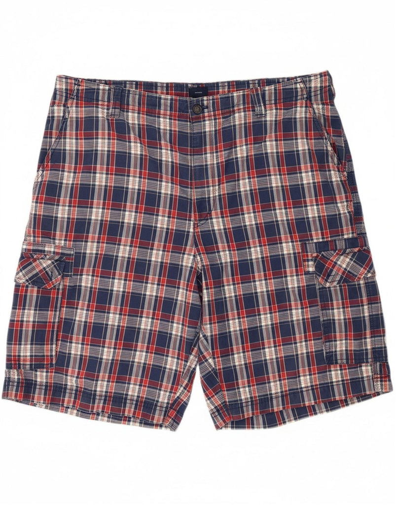 IZOD Mens Cargo Shorts W42 2XL Navy Blue Check Cotton Vintage Izod and Second-Hand Izod from Messina Hembry 