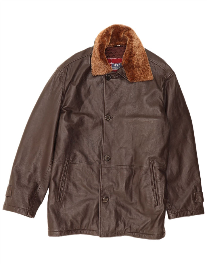 Martin Eden Mens Leather Jacket IT 50 Large Brown Leather