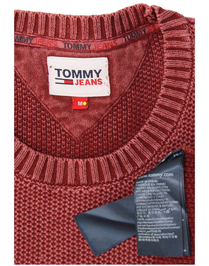 Tommy Hilfiger Mens Crew Neck Jumper Sweater Medium Burgundy Cotton