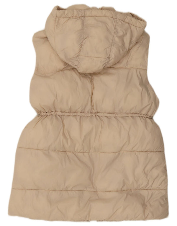 Zara Girls Hooded Padded Gilet 11-12 Years Beige Polyester
