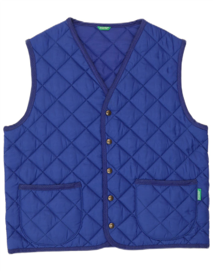 Benetton Womens Quilted Gilet UK 18 XL Blue Polyamide