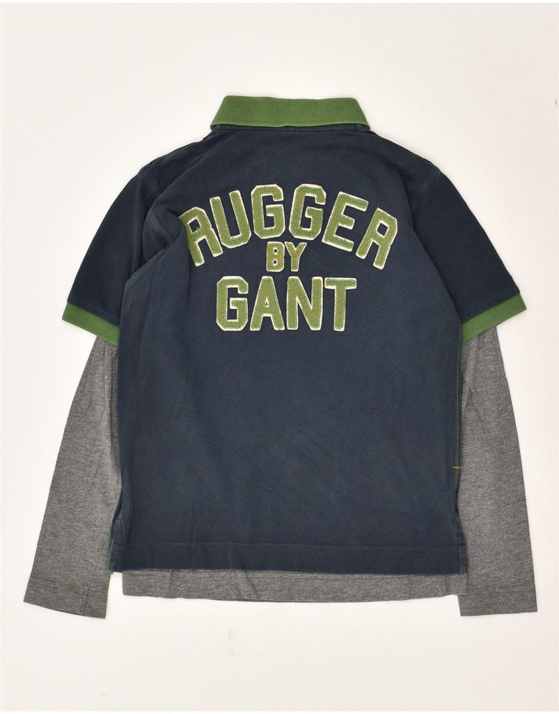 GANT Boys Rugger Graphic Long Sleeve Polo Shirt 6-7 Years Small Navy Blue | Vintage Gant | Thrift | Second-Hand Gant | Used Clothing | Messina Hembry 