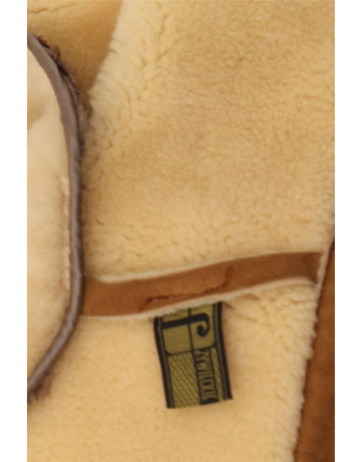 Vintage Mens Double Breasted Shearling Jacket IT 56 3XL Brown