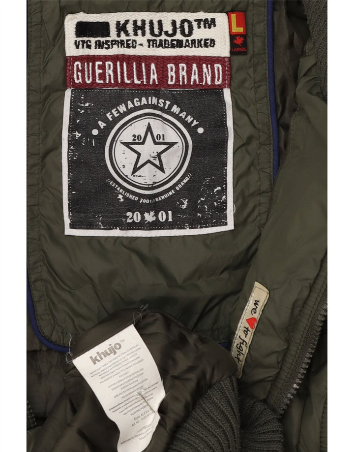 KHUJO Womens Hooded Padded Jacket UK 14 Large Green Polyester