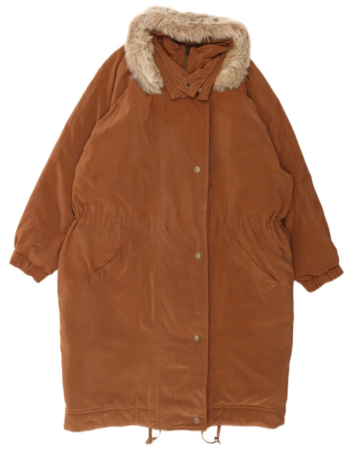 Paco Calvari Womens Oversized Overcoat IT 44/46 Large Brown Polyester