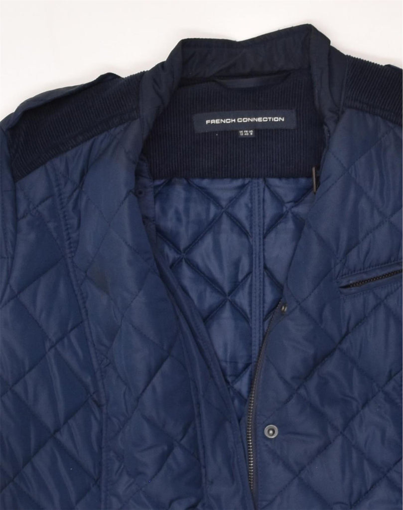 FRENCH CONNECTION Womens Quilted Jacket UK 12 Medium Navy Blue Polyester | Vintage French Connection | Thrift | Second-Hand French Connection | Used Clothing | Messina Hembry 