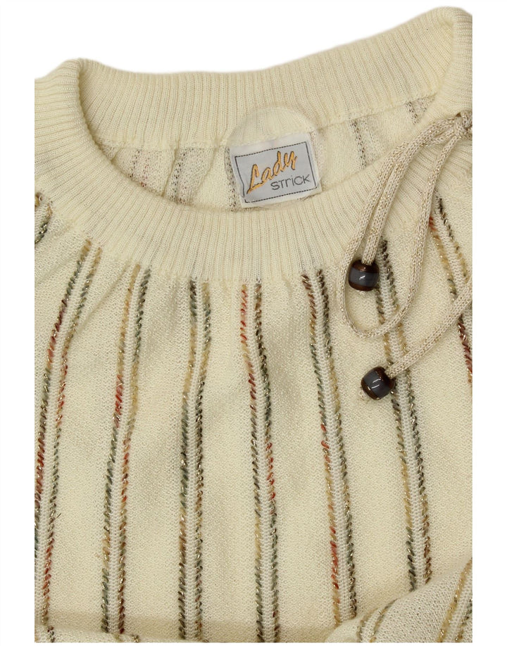 Vintage Womens Boat Neck Jumper Sweater IT 42 Medium Off White Striped