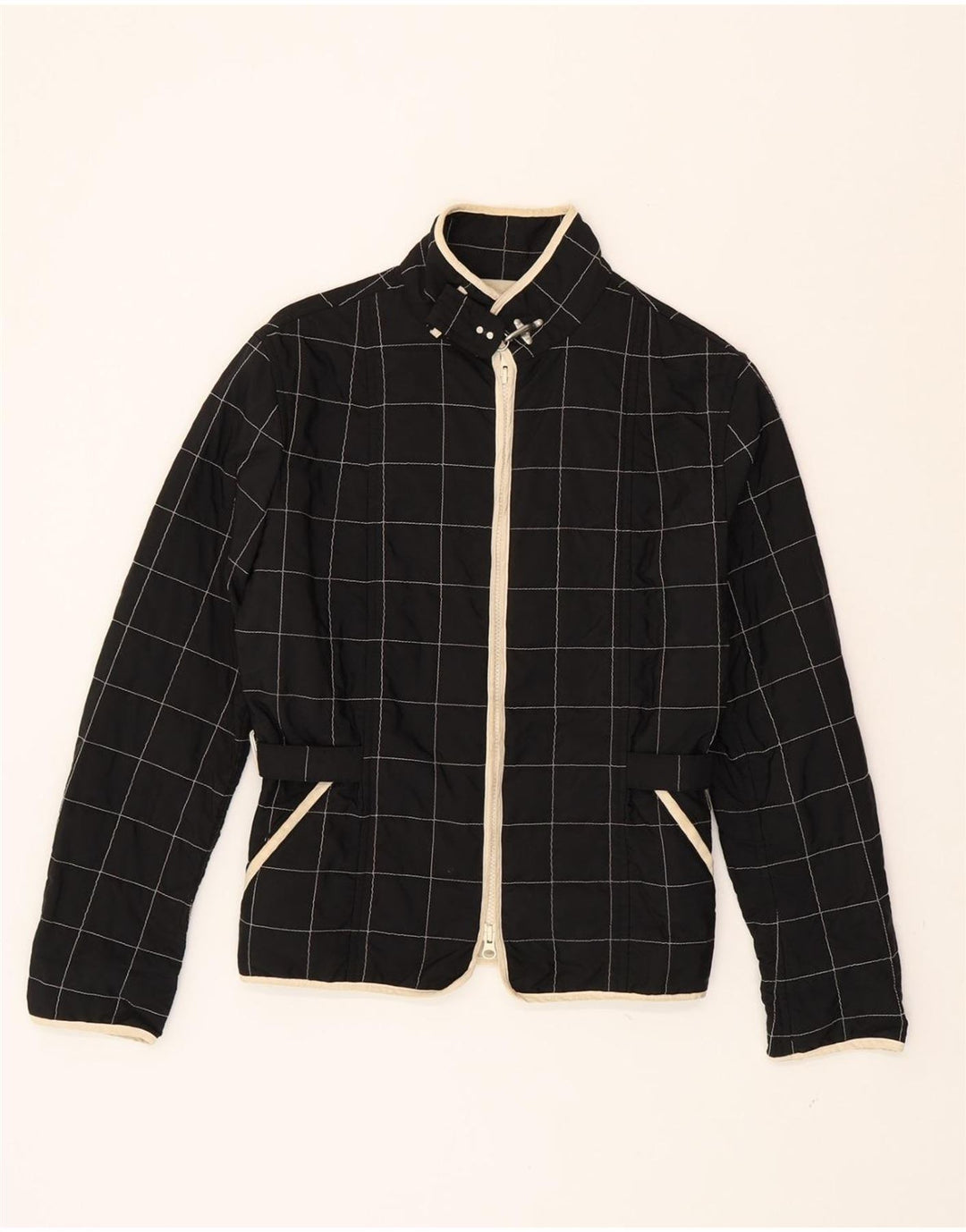FAY Womens Bomber Jacket UK 12 Medium Black Check Vintage Fay and Second-Hand Fay from Messina Hembry 