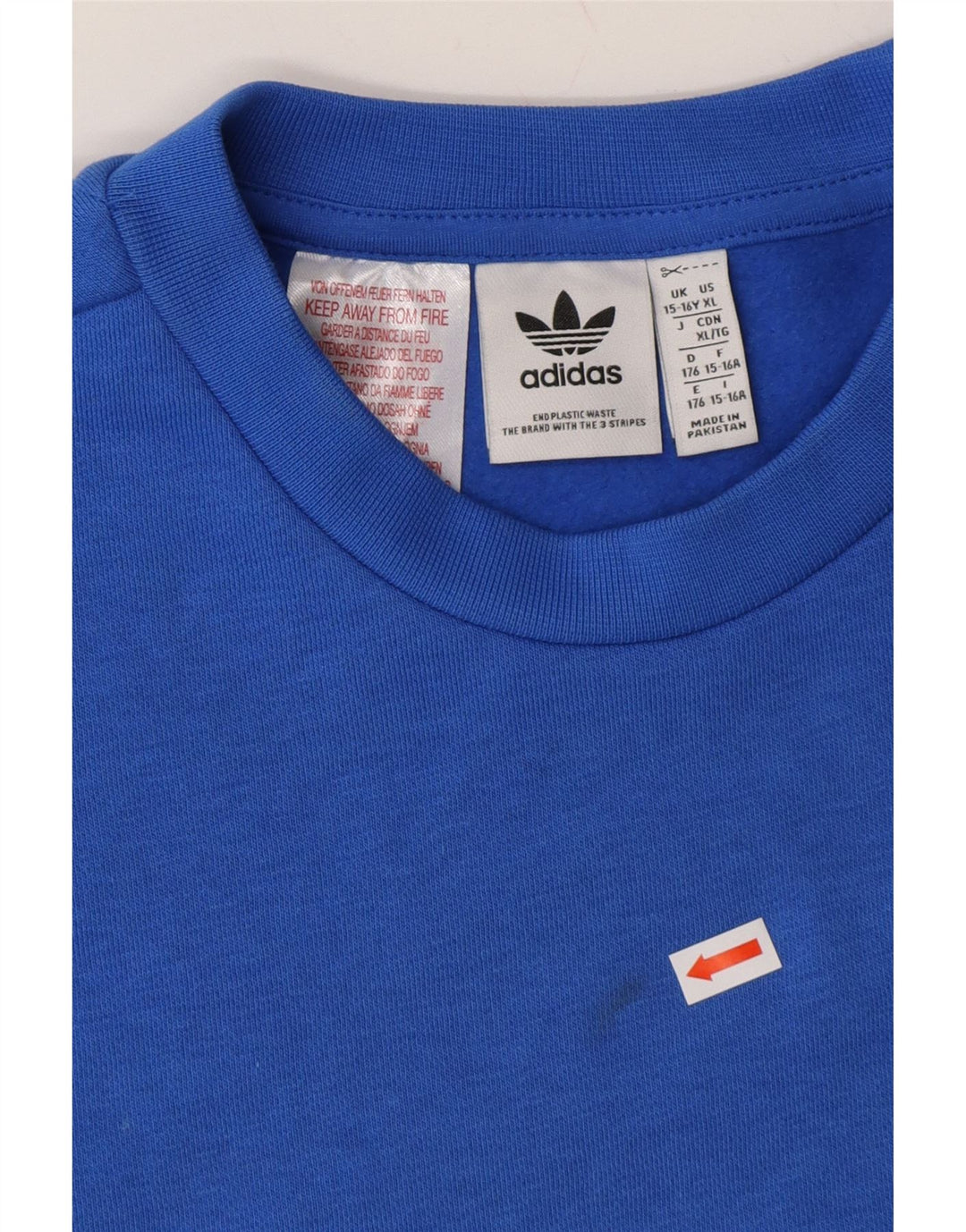 ADIDAS Boys Sweatshirt Jumper 15-16 Years Blue Cotton Vintage Adidas and Second-Hand Adidas from Messina Hembry 