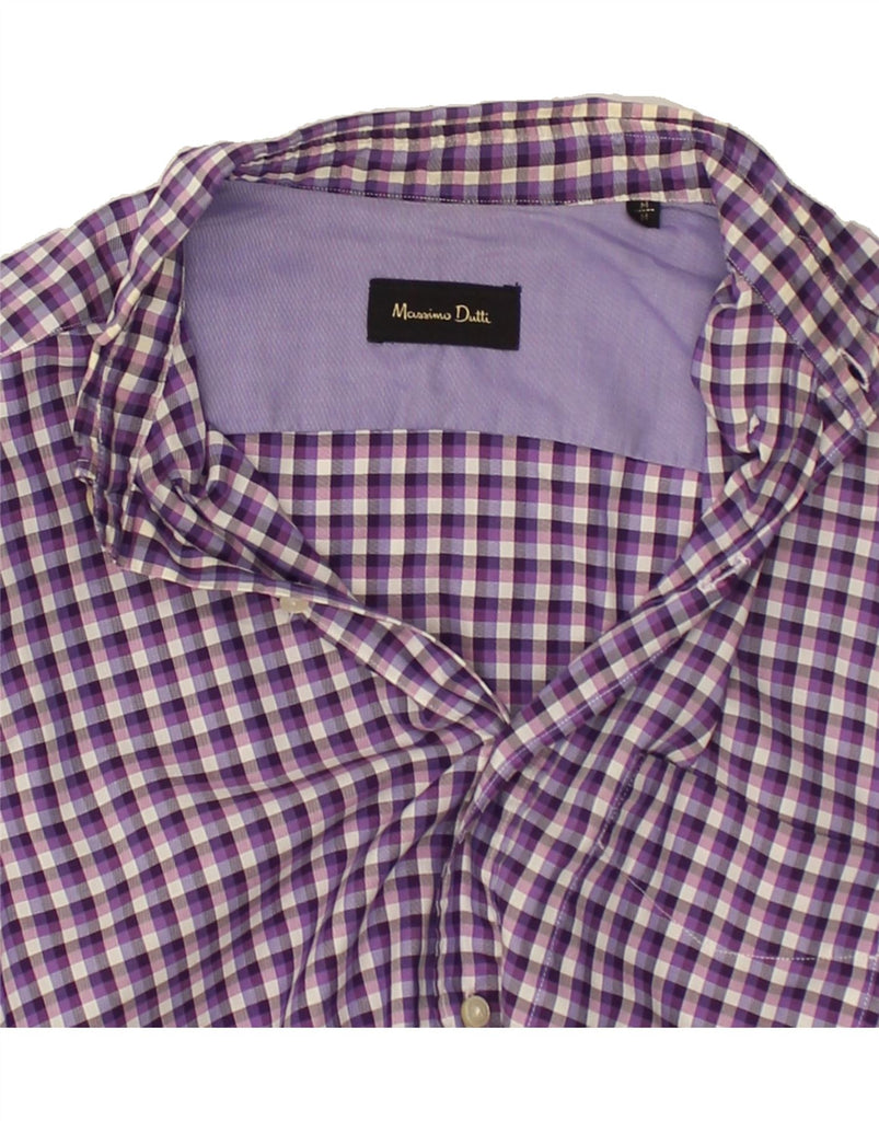 MASSIMO DUTTI Mens Shirt Medium Purple Gingham Cotton | Vintage Massimo Dutti | Thrift | Second-Hand Massimo Dutti | Used Clothing | Messina Hembry 