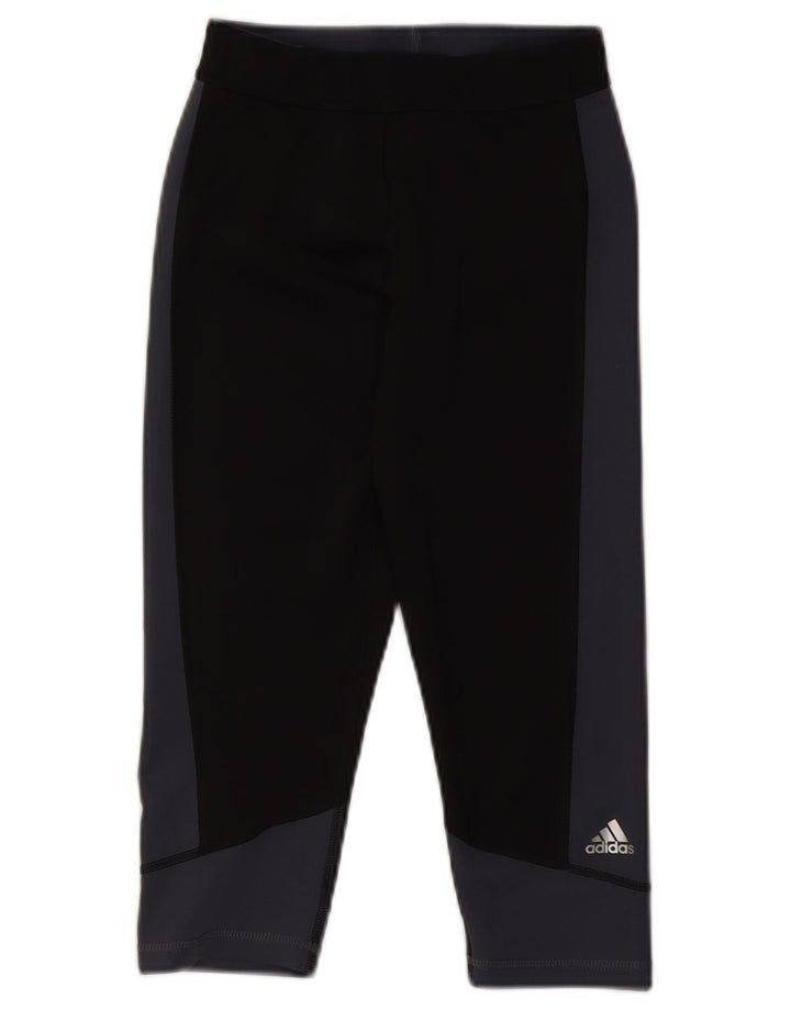 Adidas Womens Capri Leggings UK 8/10 Small Black Colourblock Polyester