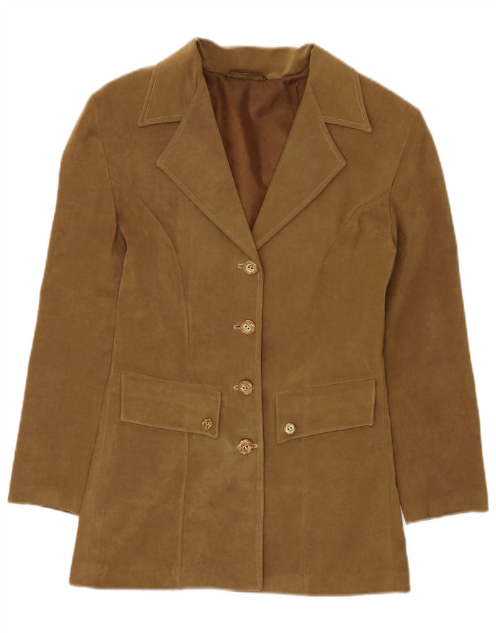 Vintage Womens 4 Button Blazer Jacket UK 10 Small Khaki