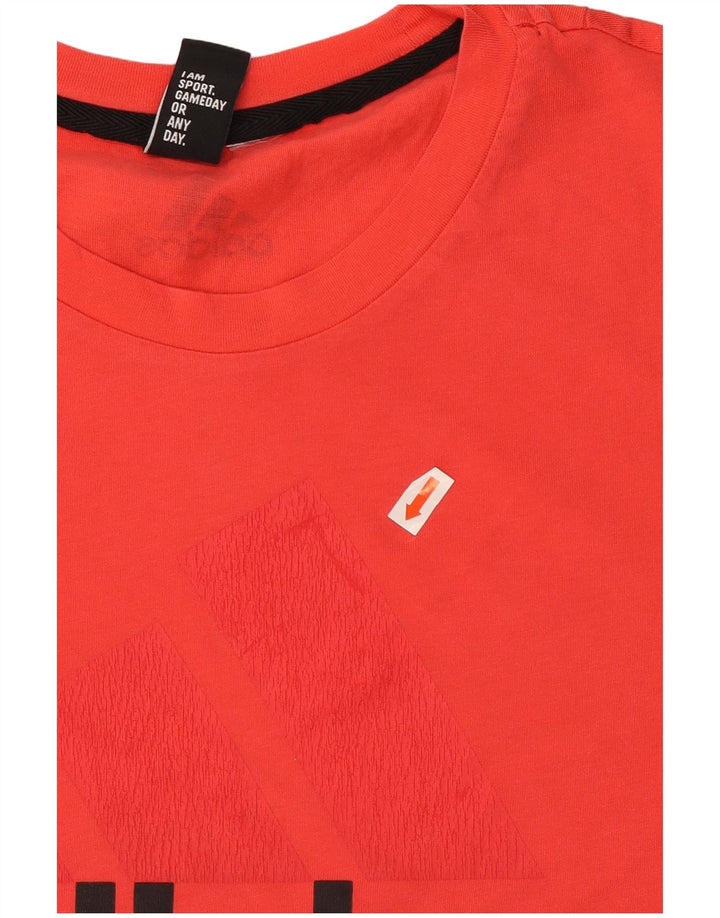 ADIDAS Womens Graphic T-Shirt Top UK 14 Medium Red