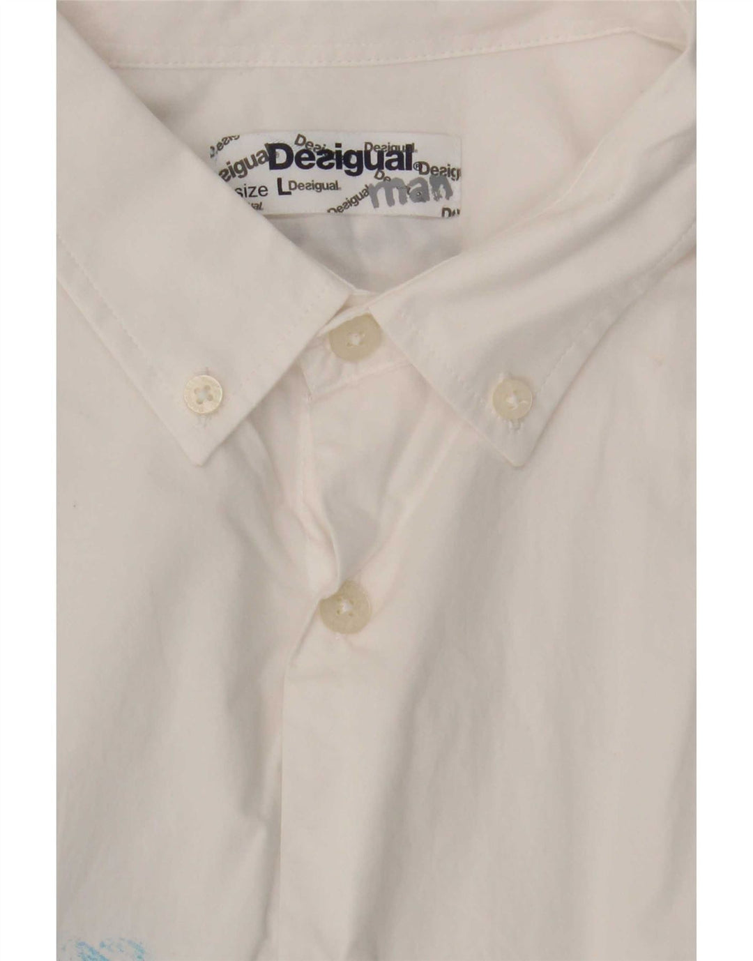 Desigual Mens Abstract Pattern Short Sleeve Shirt Large White