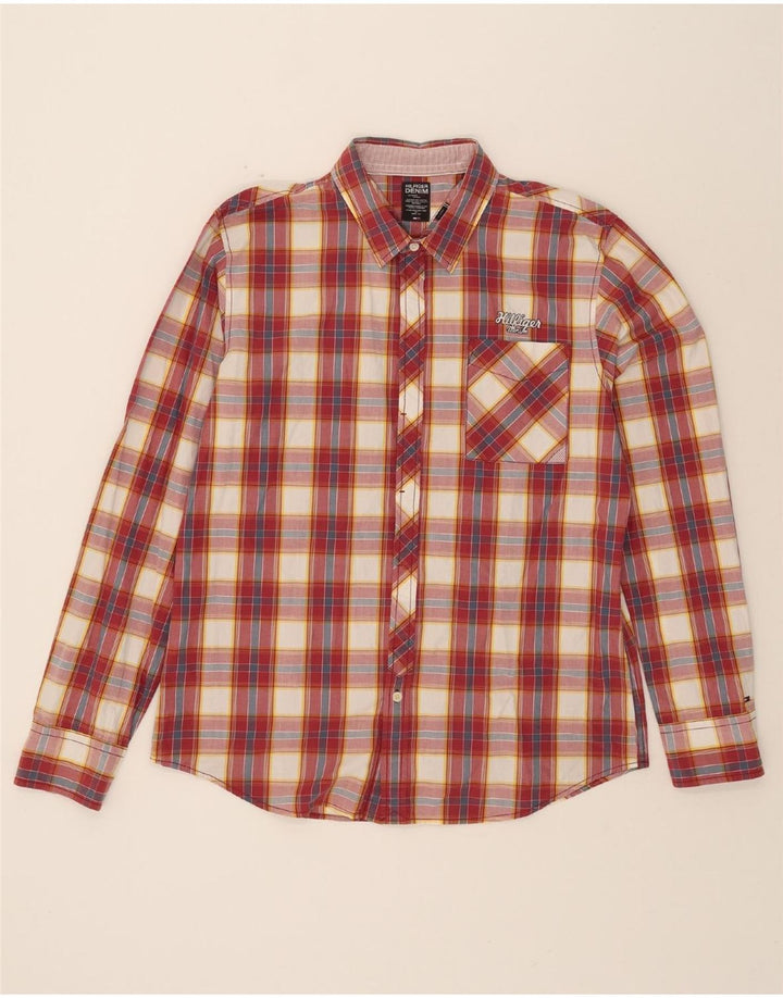 TOMMY HILFIGER Mens Shirt XL Red Check Cotton Vintage Tommy Hilfiger and Second-Hand Tommy Hilfiger from Messina Hembry 