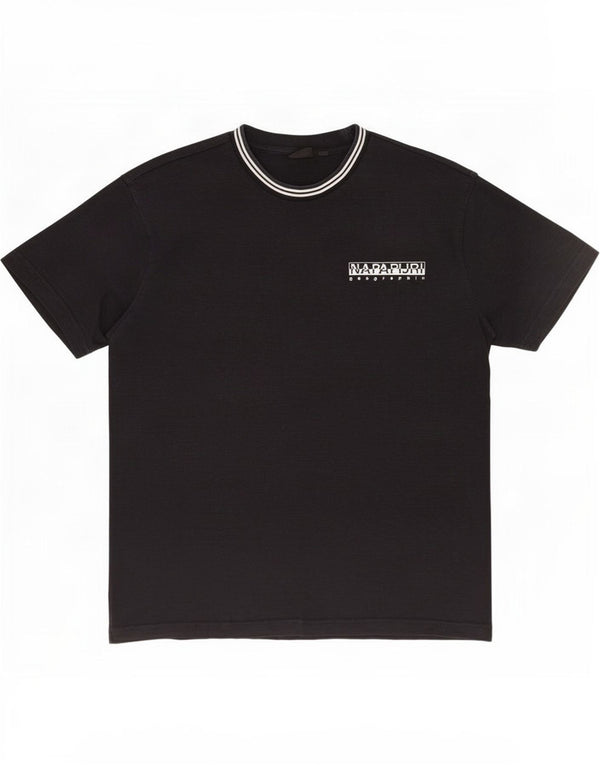 Napapijri Mens Geographic Graphic T-Shirt Top Medium Black Cotton