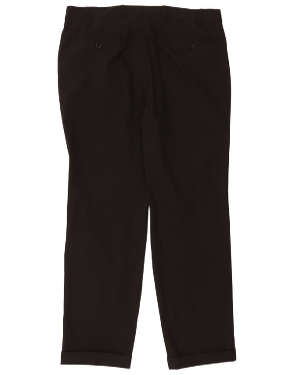 Ralph Lauren Mens Straight Suit Trousers W35 L30 Black Viscose