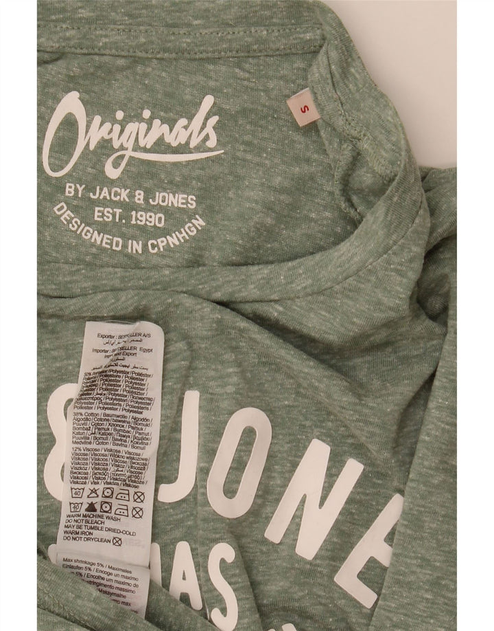 Jack & Jones Mens Graphic T-Shirt Top Small Green Flecked Polyester