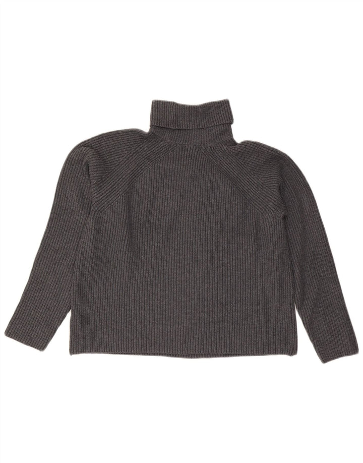Marks & Spencer Womens Crop Roll Neck Jumper Sweater UK 10 Small Grey