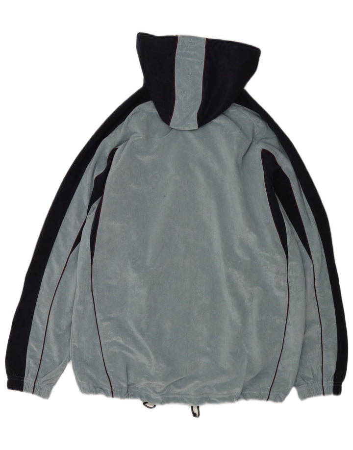 Asics Mens Hooded Velour Tracksuit Top Jacket Medium Blue Colourblock