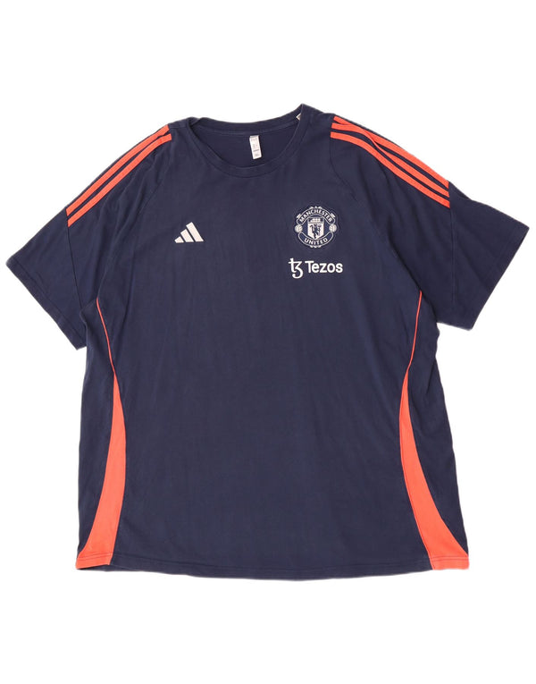 Adidas Mens Manchester United Graphic T-Shirt Top 2XL Navy Blue Sports