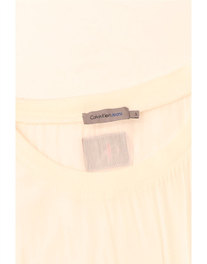 Calvin Klein Jeans Womens Blouse Top UK 10 Small Off White