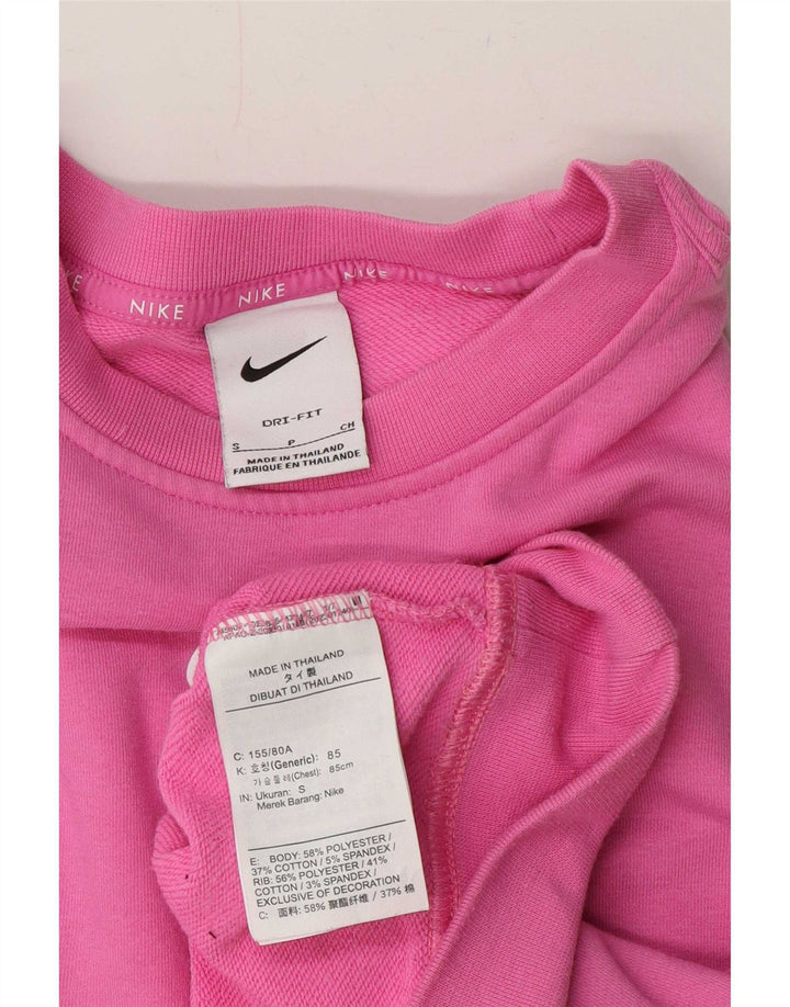 Nike Womens Dri Fit Oversized Sweatshirt Jumper UK 10 Small Pink Polyester