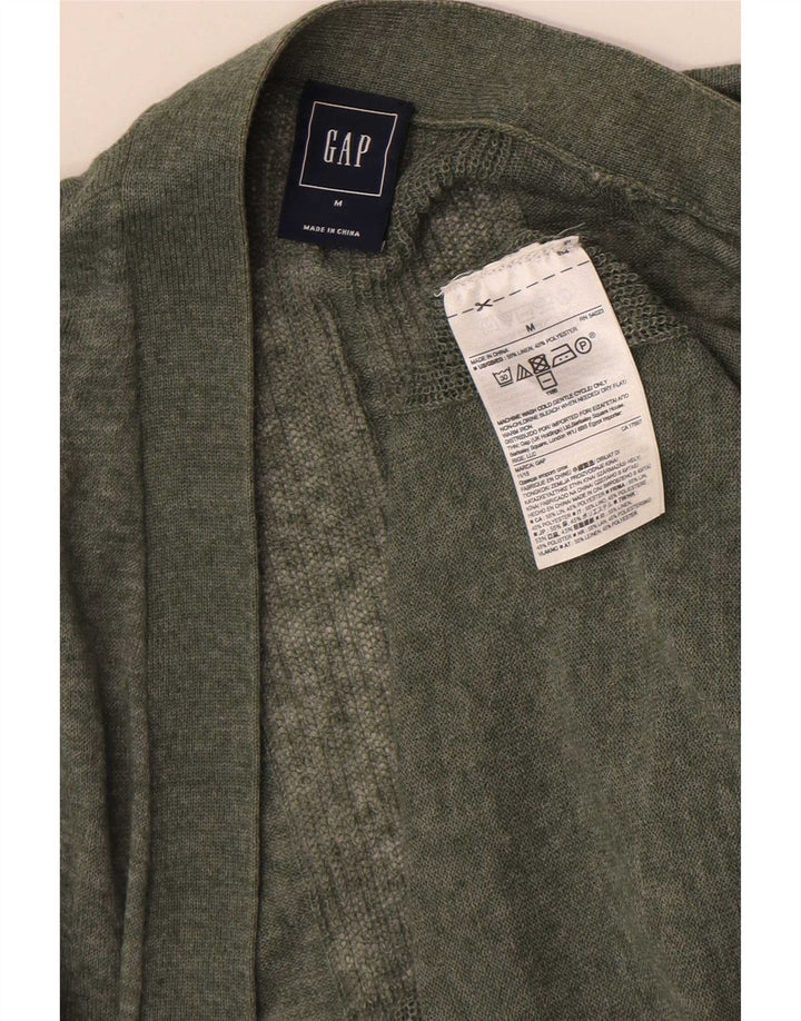 Gap Womens Open Cardigan Sweater UK 14 Medium Khaki Linen