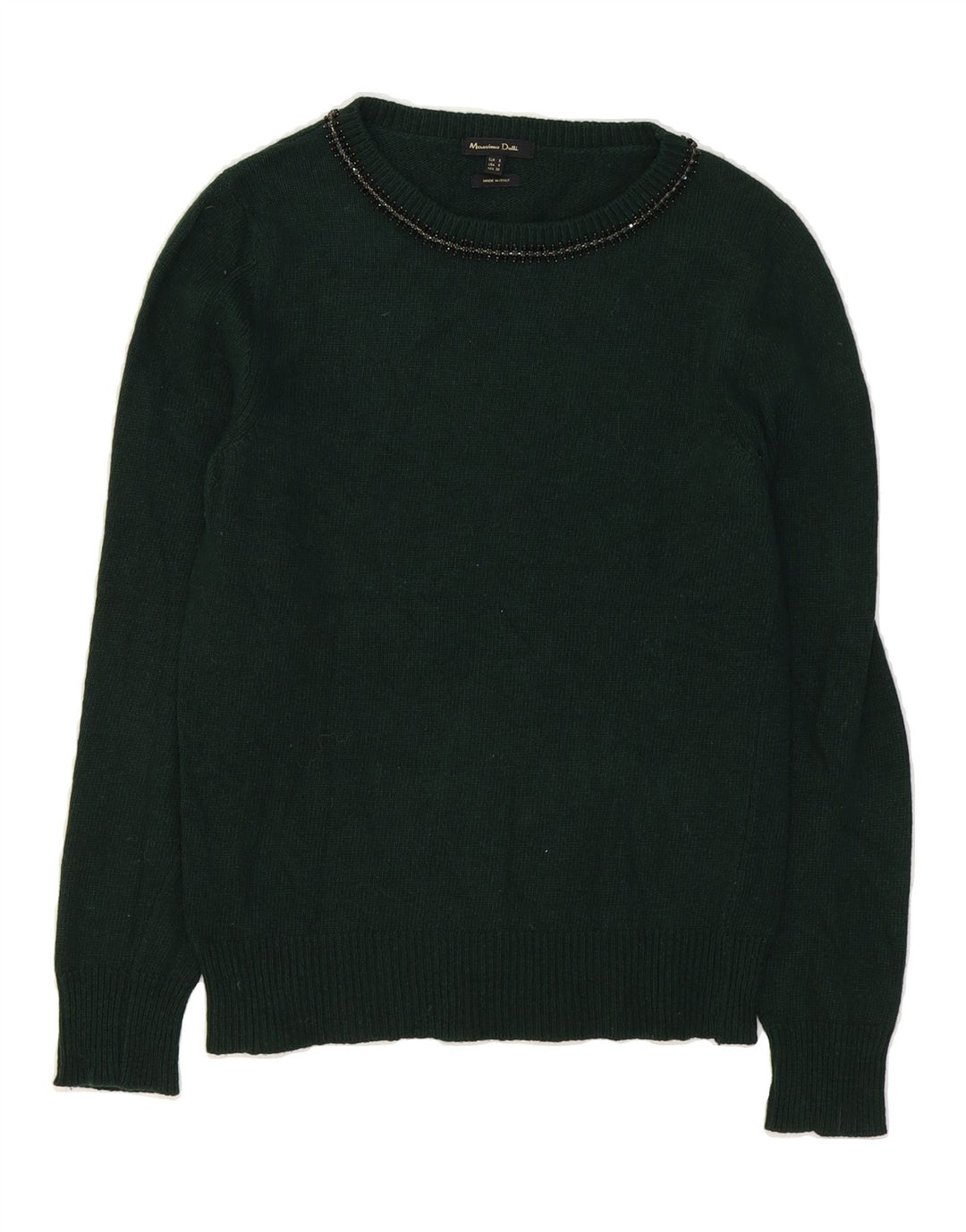 MASSIMO DUTTI Womens Boat Neck Jumper Sweater UK 10 Small Green Vintage Massimo Dutti and Second-Hand Massimo Dutti from Messina Hembry 