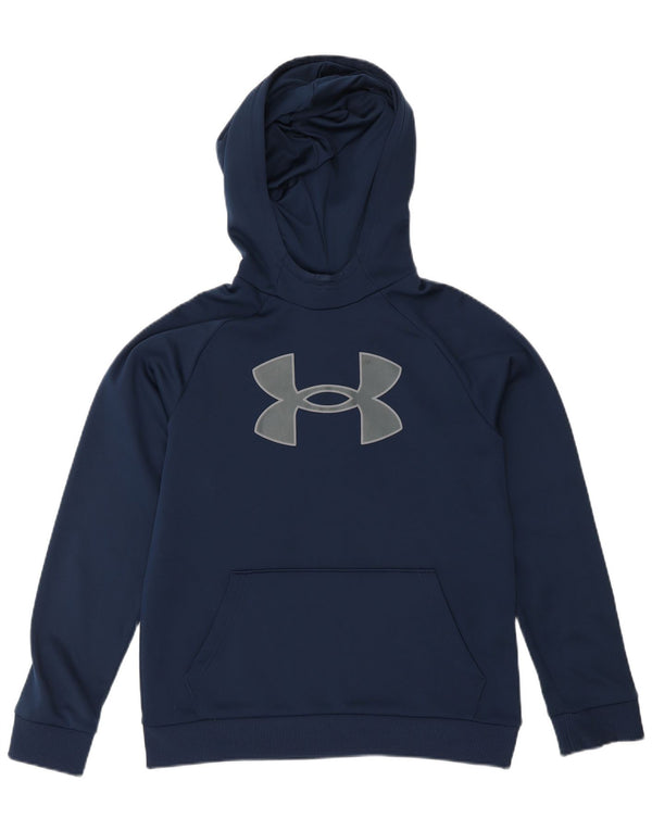 Under Armour Boys Graphic Hoodie Jumper 11-12 Years Large Navy Blue