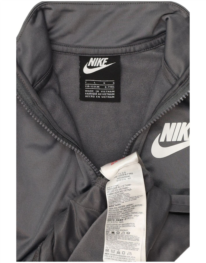 Nike Boys Tracksuit Top Jacket 6-7 Years Large Grey Polyester