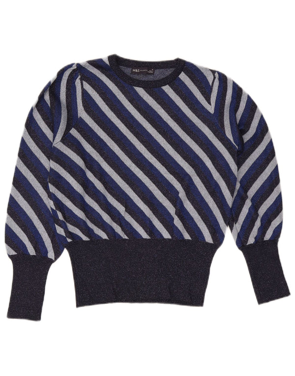 Marks & Spencer Womens Boat Neck Jumper Sweater UK 12 Medium Navy Blue