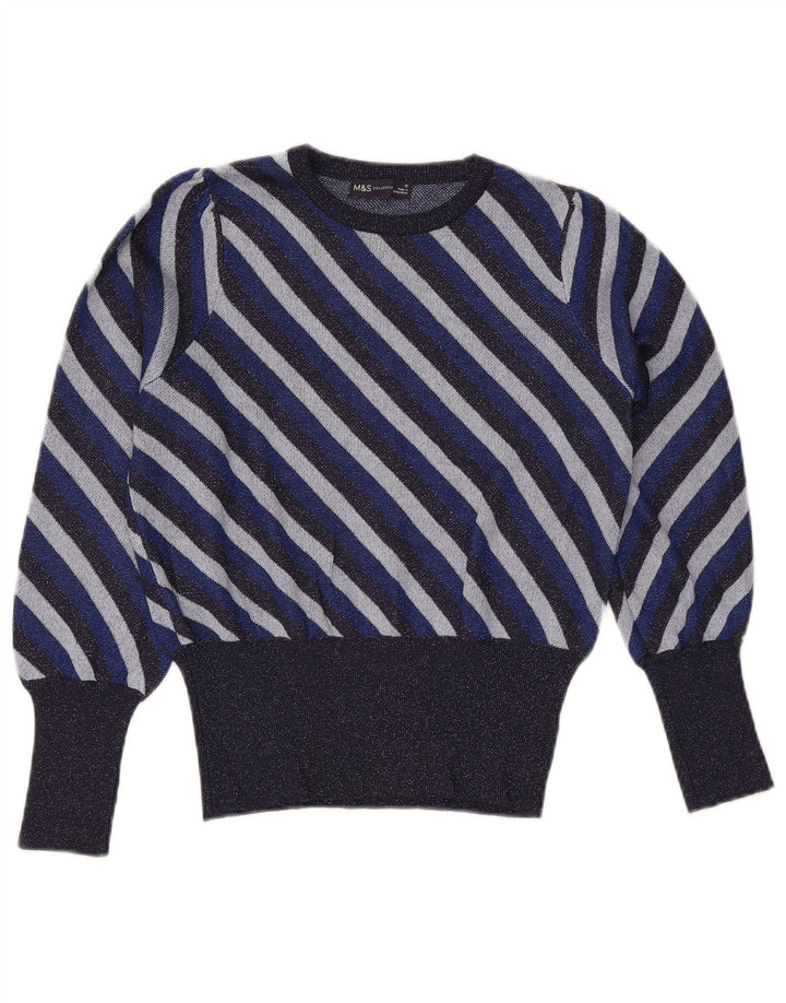 Marks & Spencer Womens Boat Neck Jumper Sweater UK 12 Medium Navy Blue