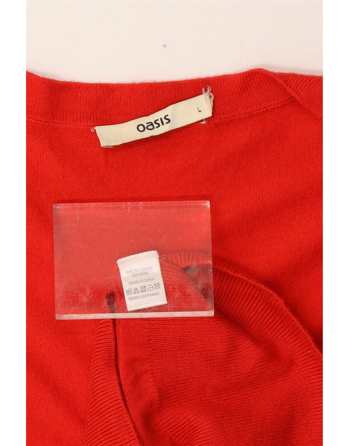 OASIS Womens Longline Cardigan Sweater UK 14 Large Red Polyamide