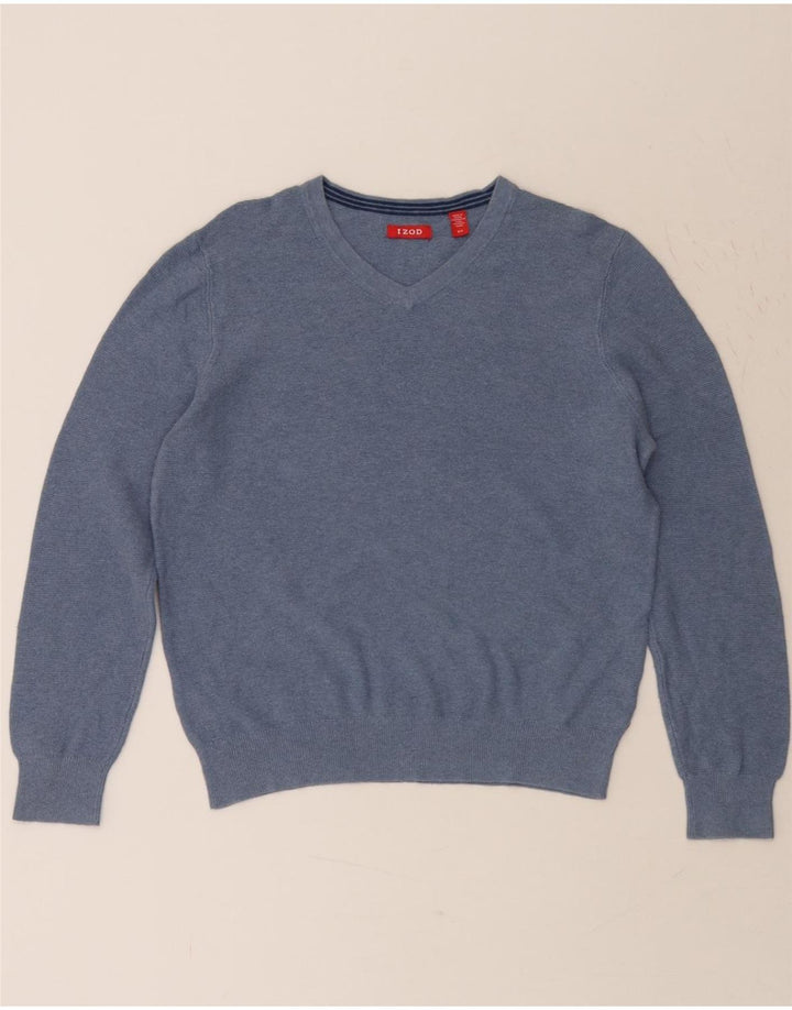 IZOD Mens V-Neck Jumper Sweater Small Blue Cotton Vintage Izod and Second-Hand Izod from Messina Hembry 
