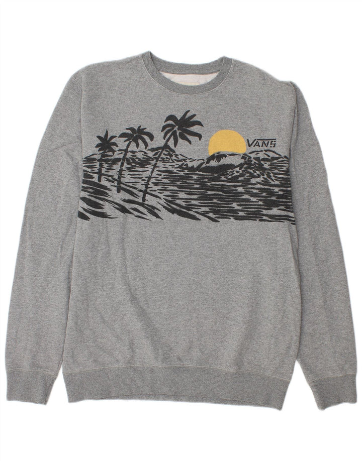 Vans Mens Graphic Sweatshirt Jumper Medium Grey Flecked Cotton