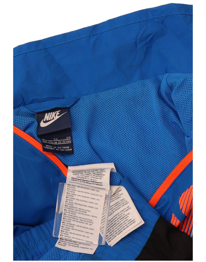 NIKE Boys Graphic Tracksuit Top Jacket 13-14 Years XL Blue Colourblock