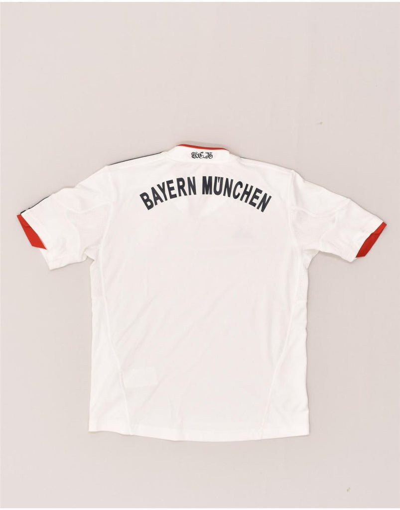 ADIDAS Boys FC Bayern Munchen Graphic T-Shirt Top 9-10 Years White Striped | Vintage Adidas | Thrift | Second-Hand Adidas | Used Clothing | Messina Hembry 